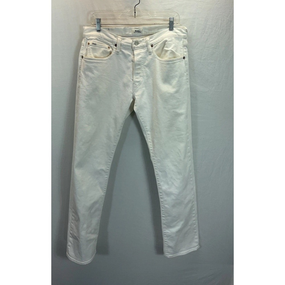 Polo Ralph Lauren Mens Varick Slim Straight Denim Jean White Size 32x32 Stretch